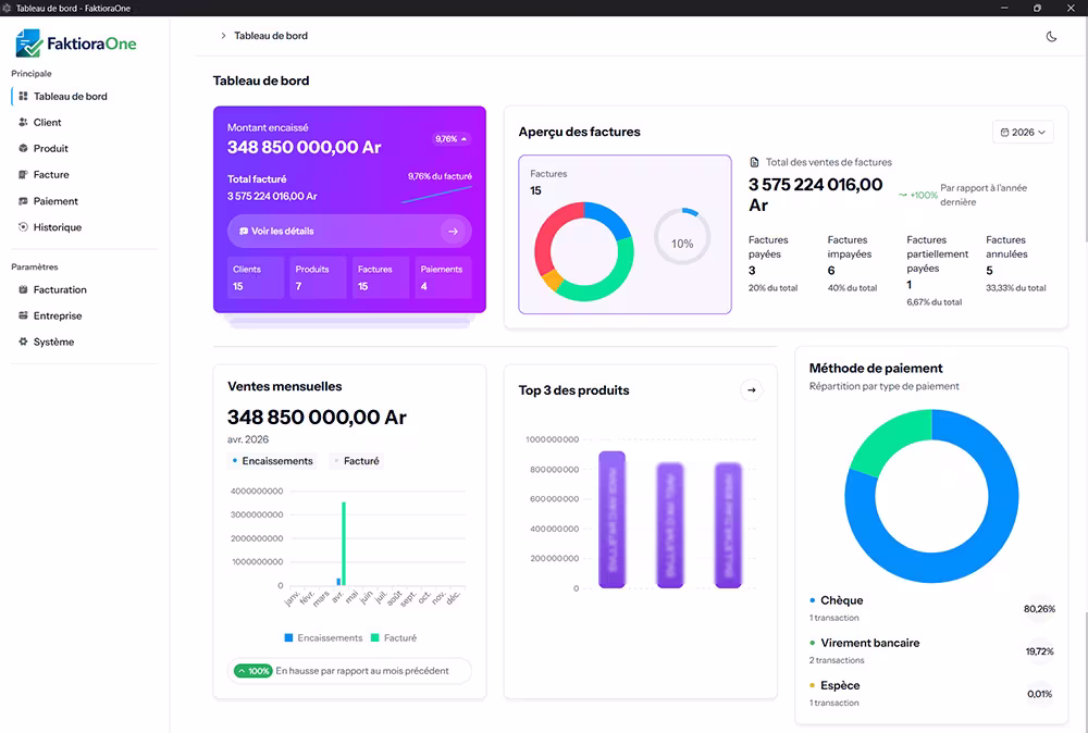 Logiciel desktop de gestion de facturation pour entreprise